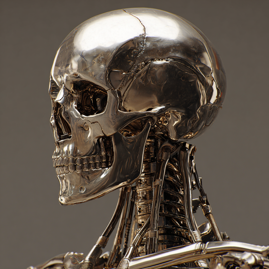 anatomically unrustic deb metallic in the style of depth-of-field